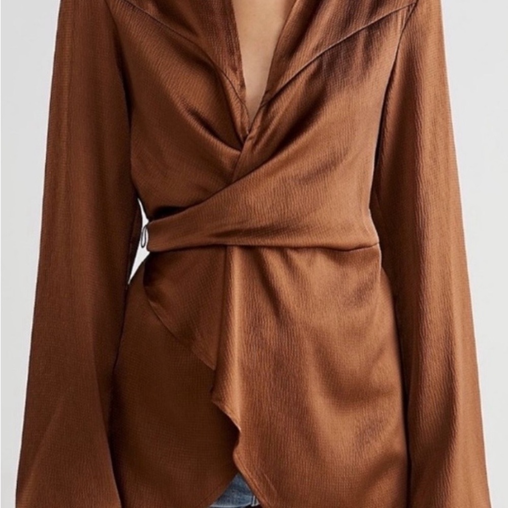 Free People Chocolate Wrap Blouse